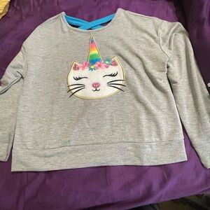 Gray Unicorn Cat Kids Sweatshirt